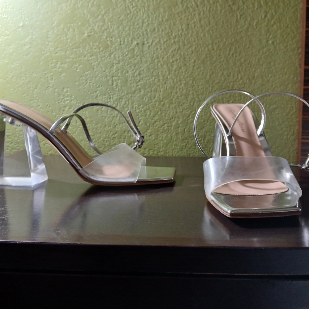 Gianvito Rossi Silver and Clear Sandals